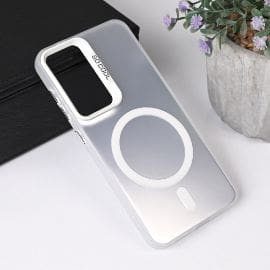 Torbica Magsafe Clear za Samsung Galaxy S25 srebrna