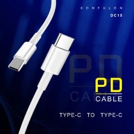 Data kabl KONFULON DC15 PD 60W Super Fast Charge Type C na Type C beli 1m