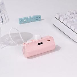 Power bank prenosiva baterija privezak 5000mAh fast lightning roze