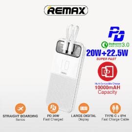Power bank prenosiva baterija REMAX Stervui Series RPP-619 PD 20W+ QC 22.5W 10000mAh beli