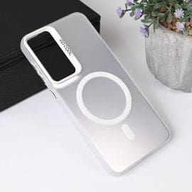 Torbica Magsafe Clear za Samsung Galaxy S25 Plus srebrna