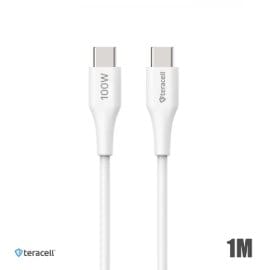 Data kabl Teracell Plus 100W PD Type C na Type C beli 1m